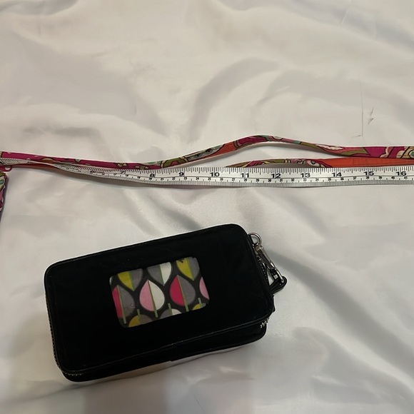 Vera Bradley Black Fabric Zip Around Wallet & Pink Floral VB ID Lanyard - Picture 8 of 14
